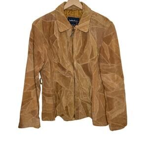 Y2K 90s Retro VINTAGE LEATHER WORKS Suede Patchwork Jacket Tan